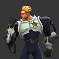 3D Sci Fi Character With Blonde Hair Blue White Costume Mechanical Equipment Front Back View