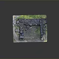 Ancient Ruin Model With Stone Walls Grass And Moss Details