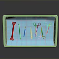 Surgical Tools Set in Blue Tray with Bone Saw Scissors Forceps and Blade