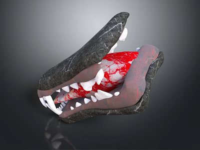 Detailed Crocodile Head Model With Open Mouth Red Internal Organs And Sharp White Teeth 3d model