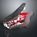 Detailed Crocodile Head Model With Open Mouth Red Internal Organs And Sharp White Teeth
