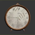 Vintage Copper Round Clock with Aged Dial Roman Numerals and Stand Base