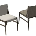 Contemporary Dining Chairs Featuring Dark Wooden Frame And Upholstered Gray White Seats