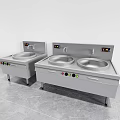 Stainless Steel Commercial Kitchen Appliances With Multiple Burners And Control Panel