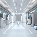 MELING Futuristic Exhibition Stand With Astronaut Rocket Models And White Design