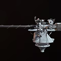 Vintage Military Weapon Old Machine Gun With Long Metal Barrel And Stand Structure