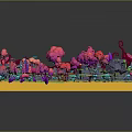 Commercial Equipment 3D Miniature Landscape Display With Colorful Trees Curved Paths And Square Base