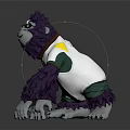 Anthropomorphic Gorilla Character With Purple Fur Wearing Glasses And White Coat With Yellow Green Accents