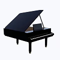 Black Grand Piano With Open Lid And Musical Instrument Design Elements