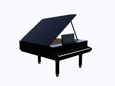 Black Grand Piano With Open Lid And Musical Instrument Design Elements 3d model