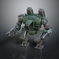 Green Sci Fi Mecha Character With Detailed Mechanical Armor And Arm Weapons 3d model