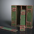 Vintage Green Cabinet With Peeling Paint Open Frame And Detached Panel Parts