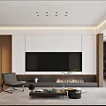 Modern Living Room With Beige Sofa Large Windows Scenic View Coffee Table And Area Rug