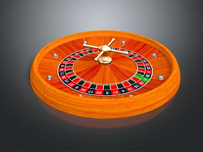Wooden Roulette Wheel With Red Black Green Numbers And Metal Spinner For Casino Gaming 3d model