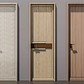 Three Modern Hinged Doors With Wooden Texture And Stylish Design For Interior 3d model