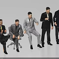 Group Of Men In Suits Sitting And Standing Against White Background