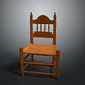 Traditional Wooden Office Chair With Woven Seat And Carved Backrest Classic Design