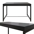 Modern Black Dining Table With Sleek Metal Frame And Storage Drawers