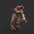 Monstrous Reptile Creature With Spikes Claws And Red Gray Spotted Skin