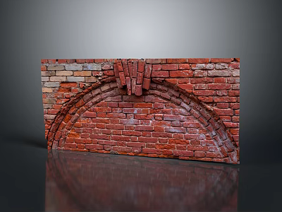 Rustic Scenic Landscape Featuring Red Brick Arch Wall With Vintage Design Details 3d model