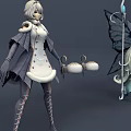 Elegant Fantasy Game Characters With Butterfly Wings White Outfit And Magic Staff