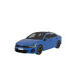 Stylish Blue Sedan With Sleek Body Black Wheels And Front Rear Views