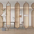 Quiet ancient wind screen partition rattan partition arc partition 3d model