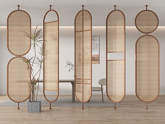 Quiet ancient wind screen partition rattan partition arc partition 3d model