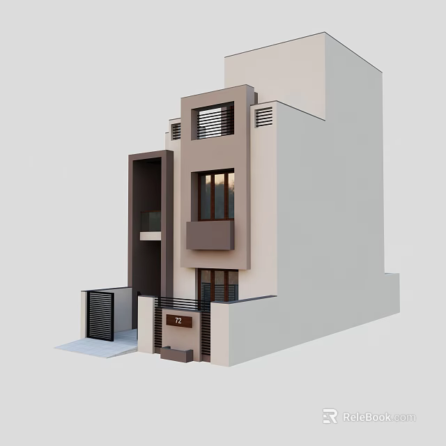 Modern Detached Villa Exterior Design Featuring Multi Level Structure And Large Glass Windows 3d model 