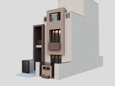 Modern Detached Villa Exterior Design Featuring Multi Level Structure And Large Glass Windows 3d model