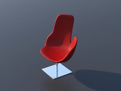 Modern Red Chair And Table Set With Silver Square Base For Modern Home Decor 3d model