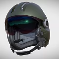 Military Green Aviation Helmet With Reflective Visor Headphones And Safety Straps