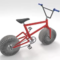Red Bicycle With Blue Handlebars Black Seat And Large Tires