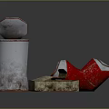 Household Metal Containers Featuring Open Tin Can And Curved Red Canister