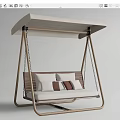 Comfortable Hanging Swing Chair With Wooden Frame Canopy Beige Cushions And Brown Pillows