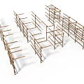 Stone Wood Fence Structure With Crossed Wooden Bars For Outdoor Garden Decoration