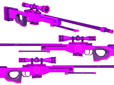 Highly Detailed Purple Sniper Rifles With Scopes Three Dimensional Models 3d model