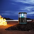 Black Portable Outdoor Lantern With Transparent Cover And Blue Light For Camping Night Sky