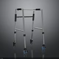 Sturdy Silver Frame Walker With Black Handles And Blue Wheels For Mobility Aid
