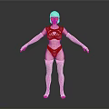 3D Female Character Model Wearing White Strappy Outfit With Short Hair And Gray Background