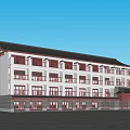 Ancient Chinese Architecture With Traditional Roof White Walls Red Pillars And Open Square Area