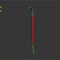 Industrial Metal Tool With Curved Hook And Red Long Handle Design