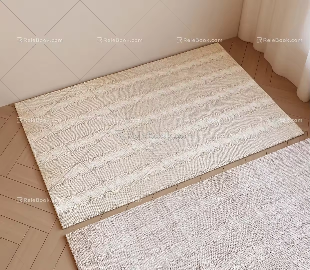 Modern Square Carpet Cream Wind Carpet 3d model