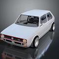 Stylish VW Classic White Hatchback with Sporty Wheels on Reflective Surface