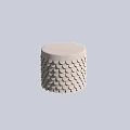 Round Light Colored Stool With Fish Scale Texture And Minimalist Design 3d model