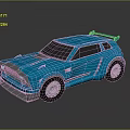 Shiny Blue 3D Model Sports Car With Sleek Design And Rear Spoiler