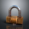 Hardware Tools Rustic Brass Padlock With Metal U Shaped Shackle And Wing D12 Design 3d model