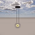 Modern Pendant Light With Black Ceiling Base Transparent Circular Shade And Yellow Bulb