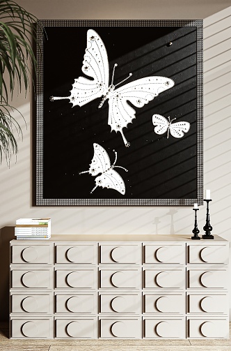 black and white painting decorative painting art painting 3d model