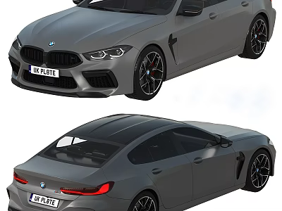 BMW Modern Gray Coupe Exterior With Black Wheels And Sleek Body Design Features 3d model